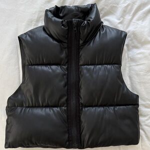 Italian Zara cropped vegan leather puffer vest